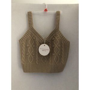 Dictionary Knitwear Women's Cropped Top Sleeveless Heather Oatmeal Size medium M